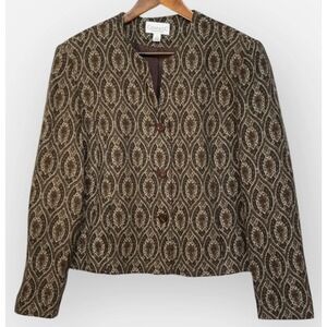 Conrad C Collection Womens 14 Brown Tapestry Blazer Jacket Wool Blend Canada